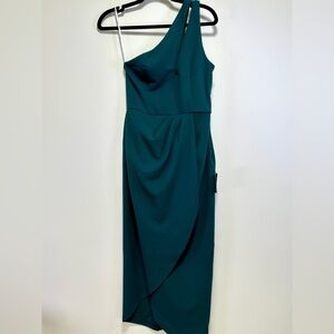 Lulus | Emerald Green One Shoulder Asymmetrical Cocktail Dress